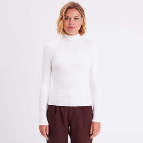 Pull avec col montant ecru femme