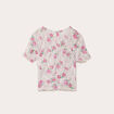 Blouse col rond manches courtes ecru femme
