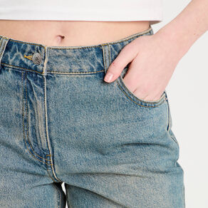Bermuda large en jean denim double stone femme