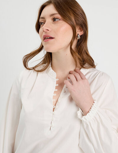 Blouse manches longues ecru femme