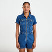 Combishort en jean denim double stone femme