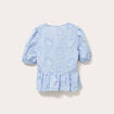 Blouse manches courtes noeuds bleu ciel femme