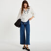 Blouse ample broderie manches 3/4 blanc femme