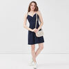 Robe evasee avec bretelles bleu marine femme