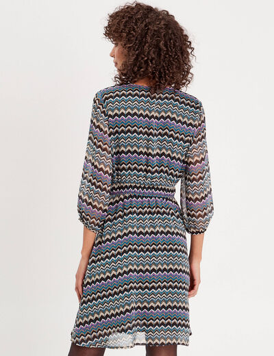 Robe évasée manches 3/4 noir femme
