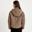 Veste droite &agrave; capuche manches longues taupe femme