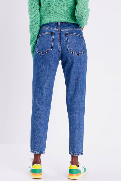 Jeans mom taille haute denim stone femme
