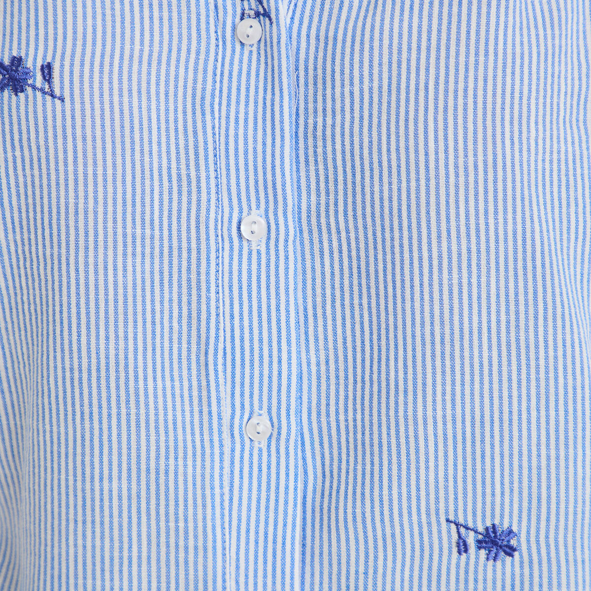 Chemise droite col classique manches 3/4 bleu clair femme