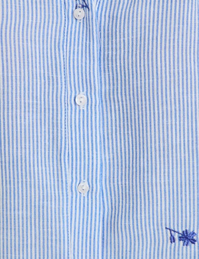 Chemise droite col classique manches 3/4 bleu clair femme