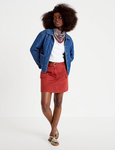 Jupe-short trap&egrave;ze courte vieux rose femme