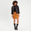 Jupe trapèze suédine camel femme