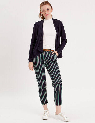 Pantalon chino slim 7/8ème bleu marine femme