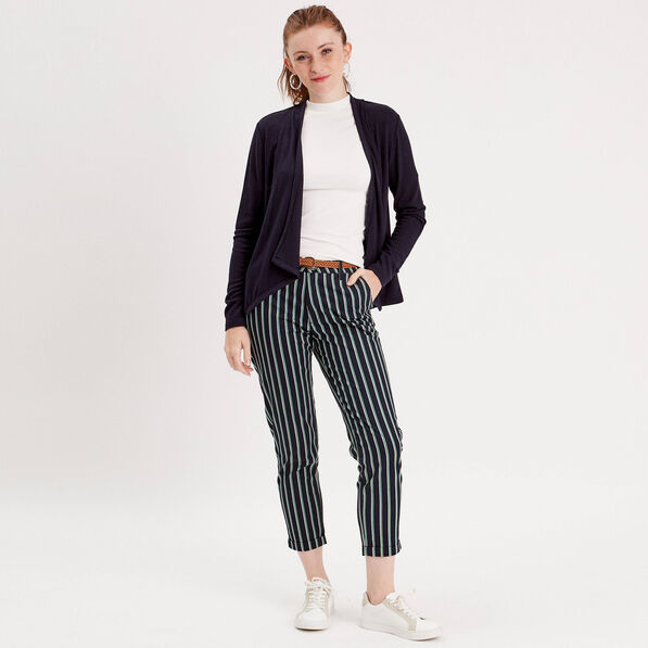 Pantalon chino slim 7/8ème bleu marine femme