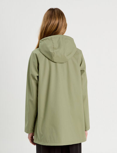 Ciré à capuche vert kaki femme