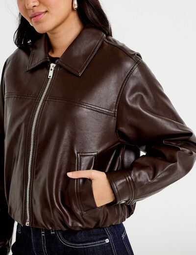 Bomber oversize marron fonc&eacute; femme