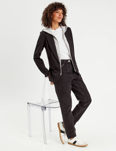 Veste blazer 2-en-1 gilet noir femme
