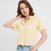 Chemise manches courtes jaune clair femme