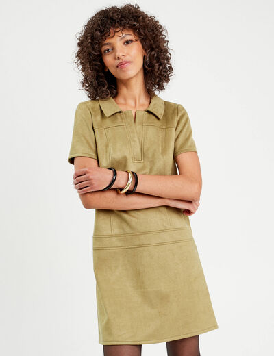 Robe évasée suédine vert clair femme