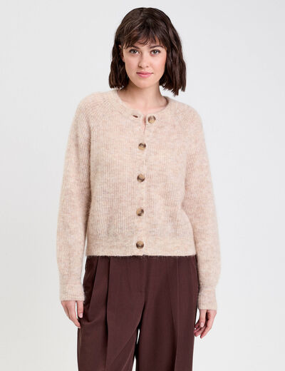 Gilet manches longues beige femme