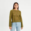 T-shirt ajouré manches pagodes vert olive femme