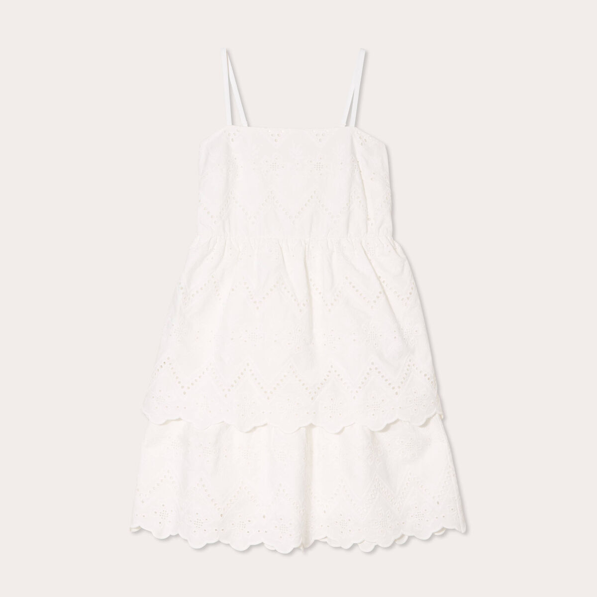 Robe évasée broderie anglaise blanc femme
