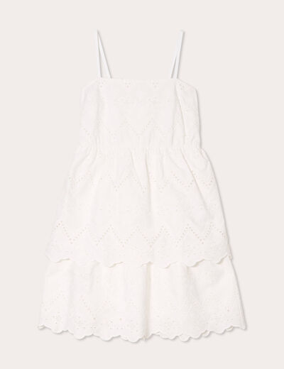 Robe évasée broderie anglaise blanc femme