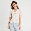 Chemise manches volants rose poudrée femme