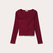 Gilet manches longues côtelé rouge foncé femme