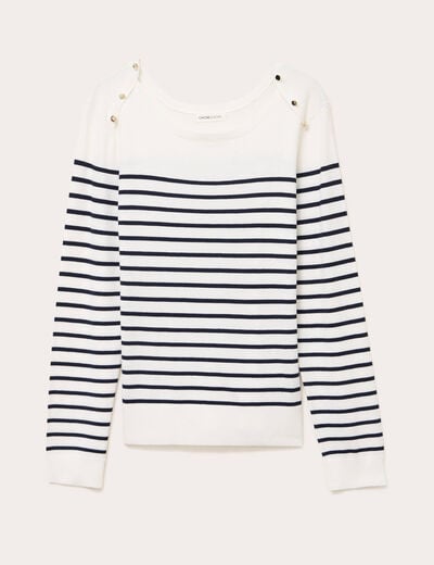 Pull fin manches longues encolure bateau bleu marine femme