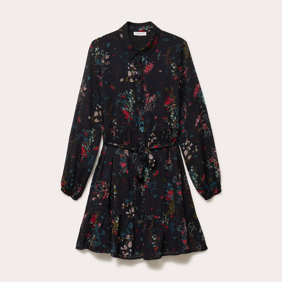 Robe &eacute;vas&eacute;e col chemise noir femme