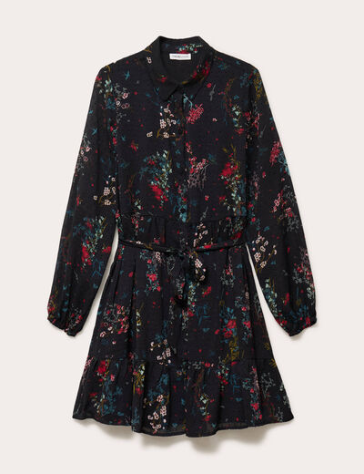 Robe &eacute;vas&eacute;e col chemise noir femme