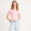 T -shirt manches courtes rose poudrée femme