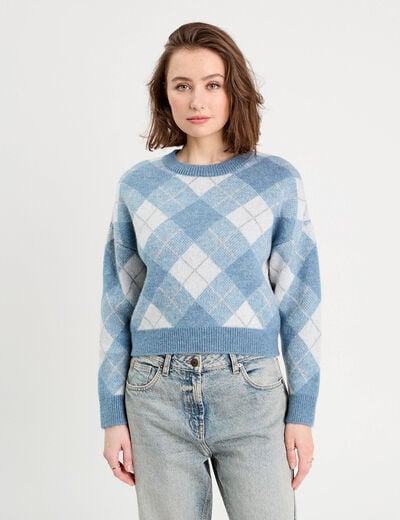 Pull manches longues bleu femme