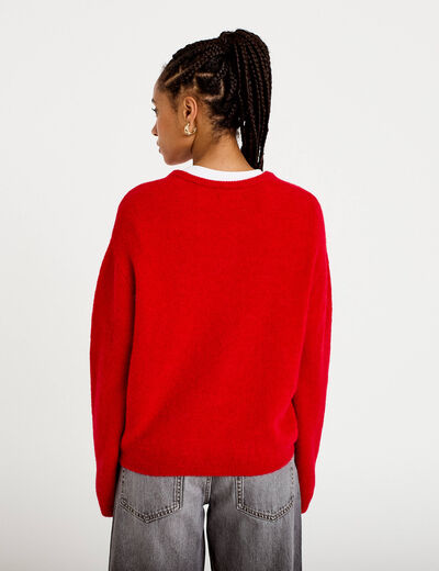 Gilet manches longues rouge femme