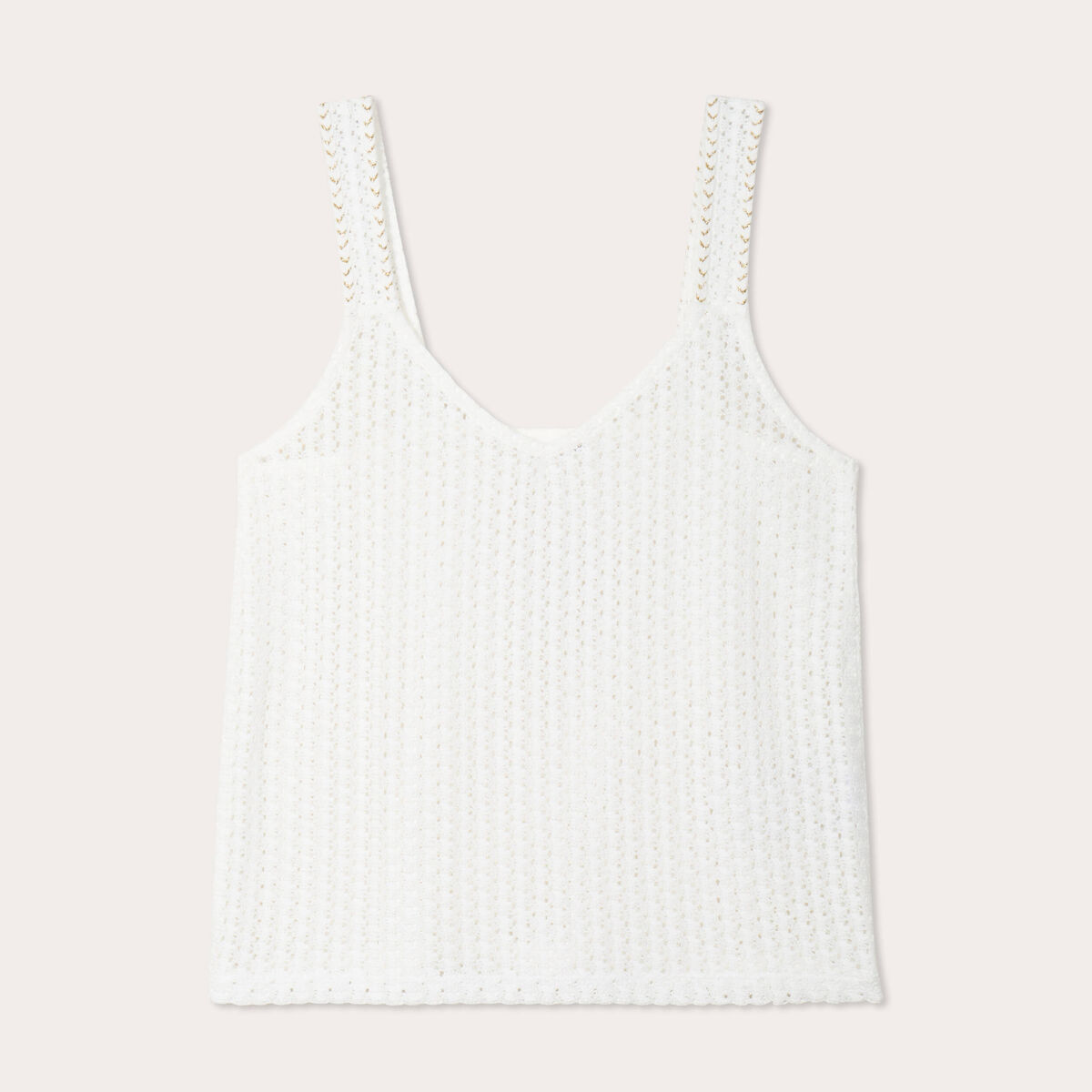 Débardeur effet crochet ecru femme
