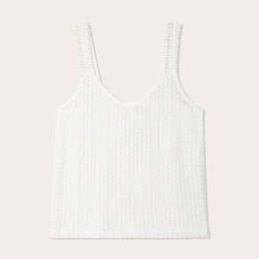 Débardeur effet crochet ecru femme