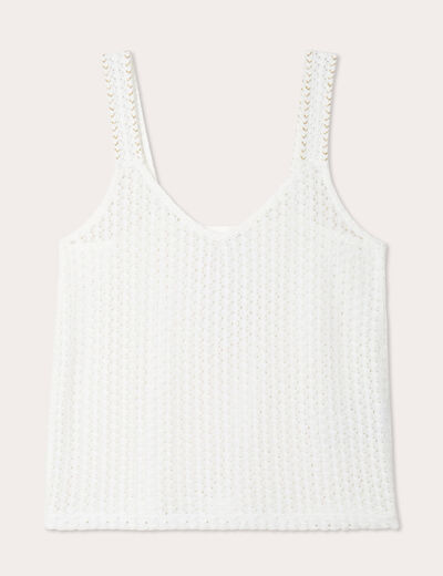 Débardeur effet crochet ecru femme