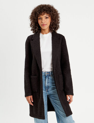 Manteau ample bouclette noir femme