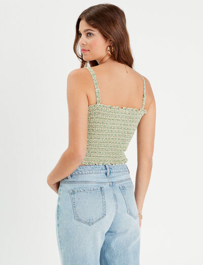 Bandeau smocké cropped vert femme