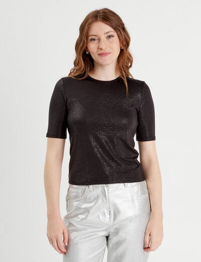 T-shirt paillettes noir femme