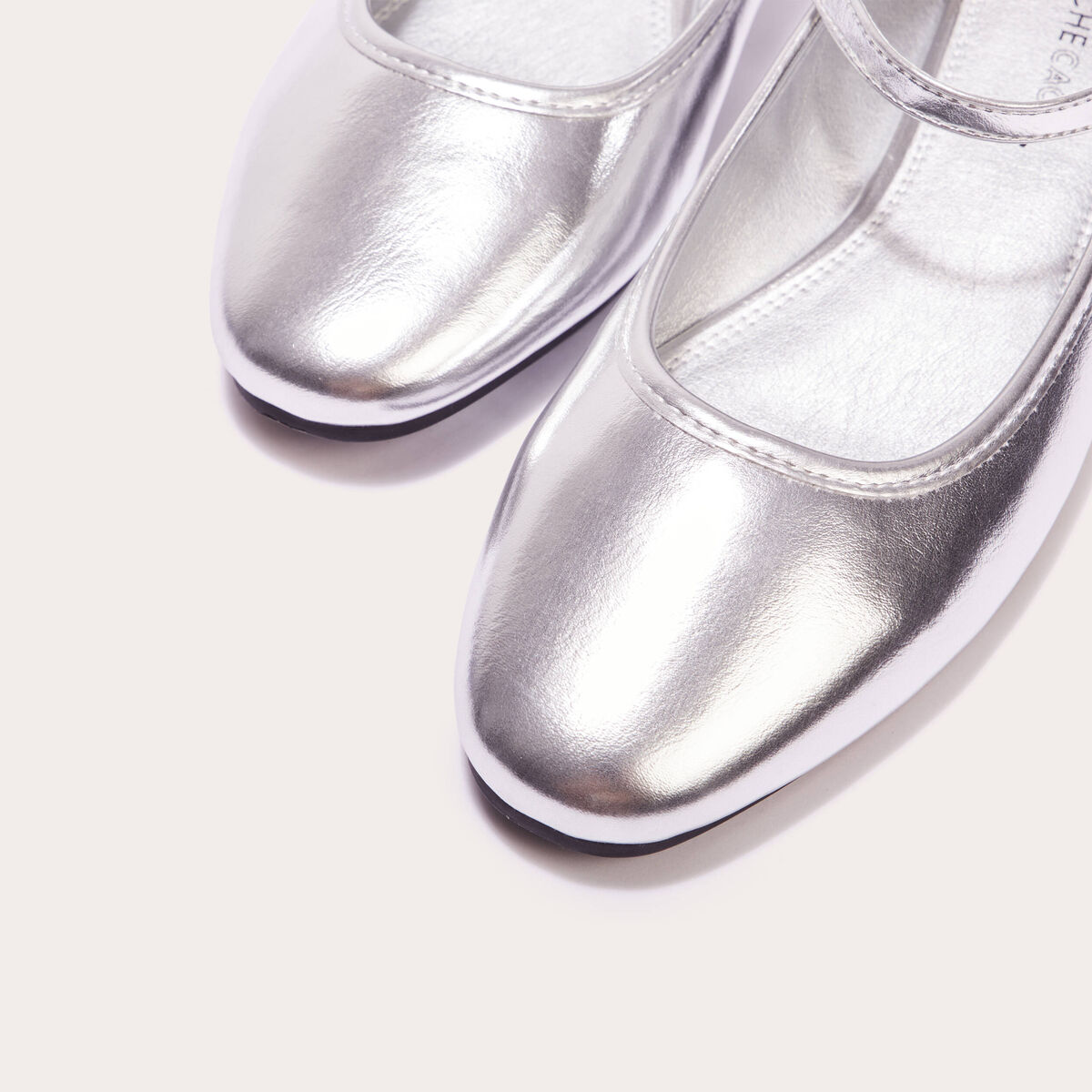 Ballerines plates gris argent femme