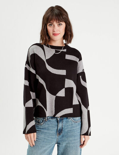 Pull col montant gris femme