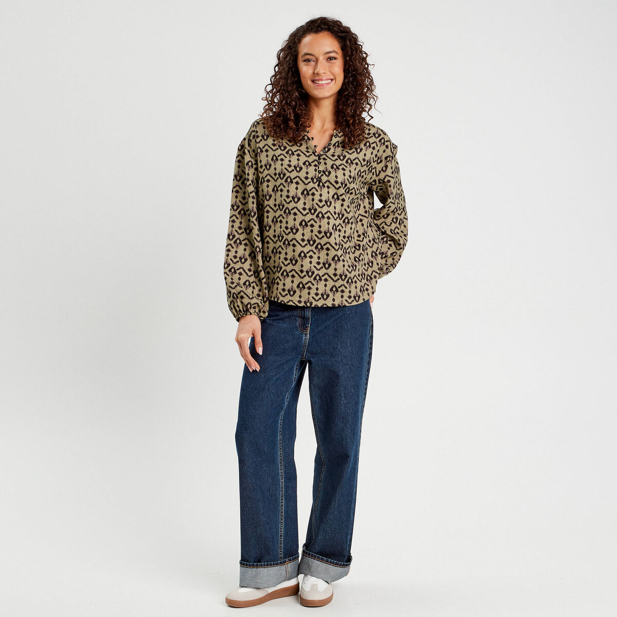 Blouse manches longues vert femme