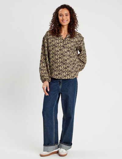 Blouse manches longues vert femme