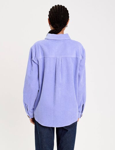 Surchemise oversize col chemise en coton mauve femme
