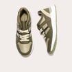 Baskets running à lacets vert kaki femme