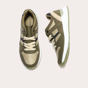 Baskets running à lacets vert kaki femme