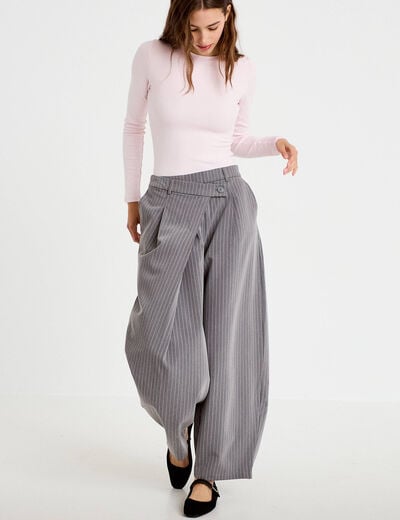 Pantalon bootcut taille basse gris femme