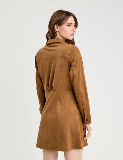 Robe évasée suédine marron femme