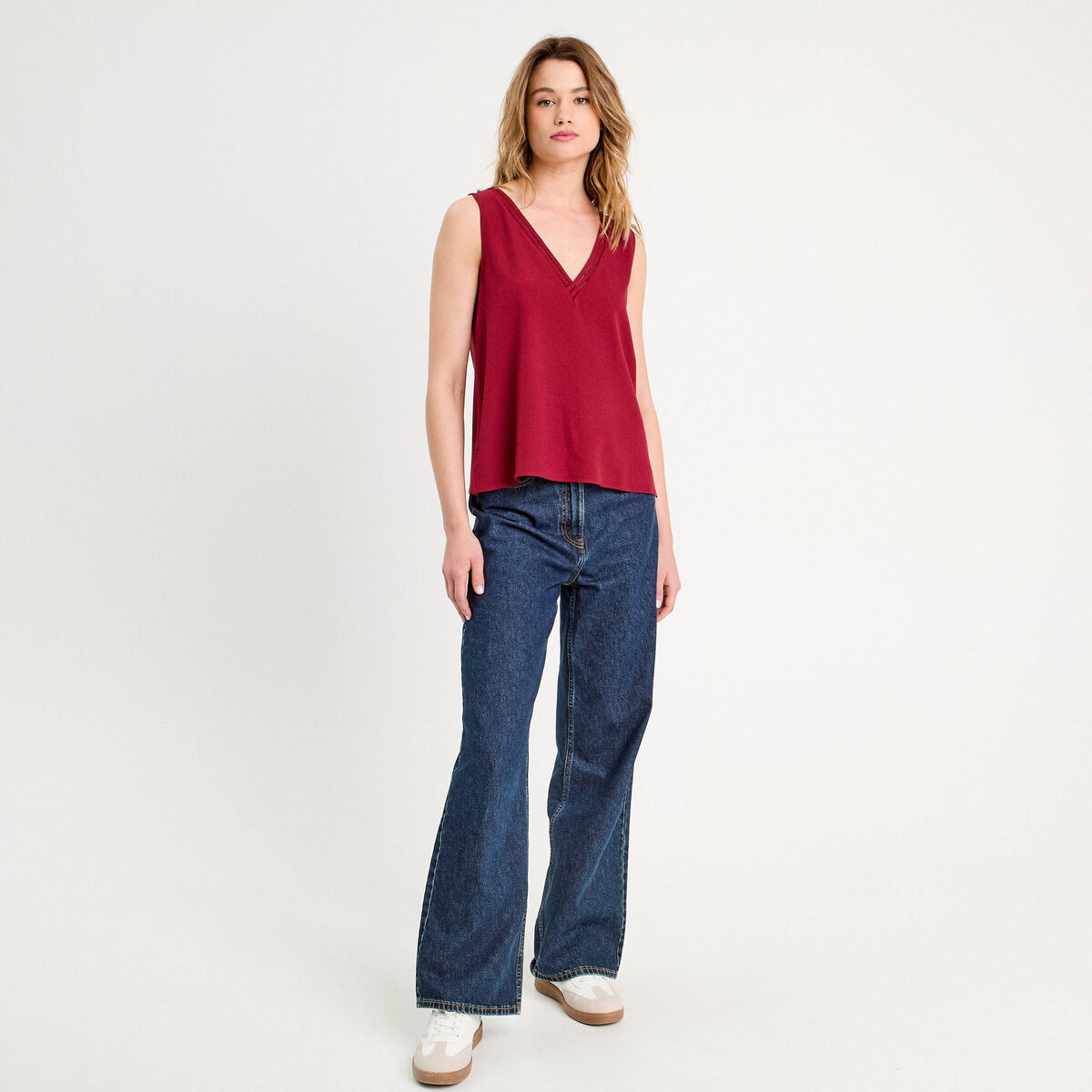 Débardeur sans manches rouge foncé femme